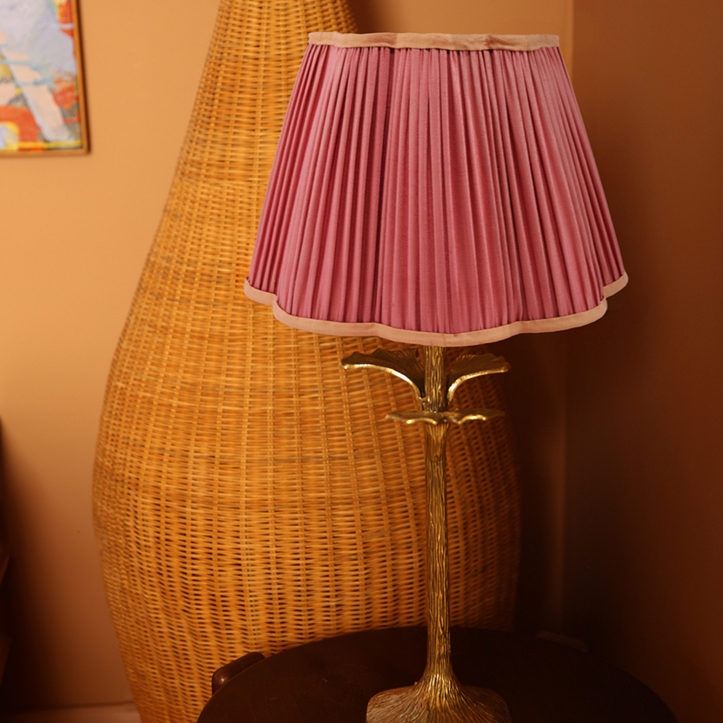 Diya Silk Scallop Lampshade, Fuchsia