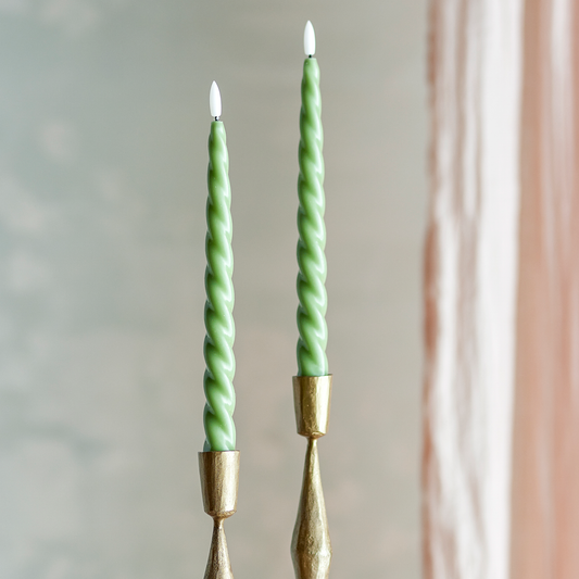 LED Dinner Candles Set, Green