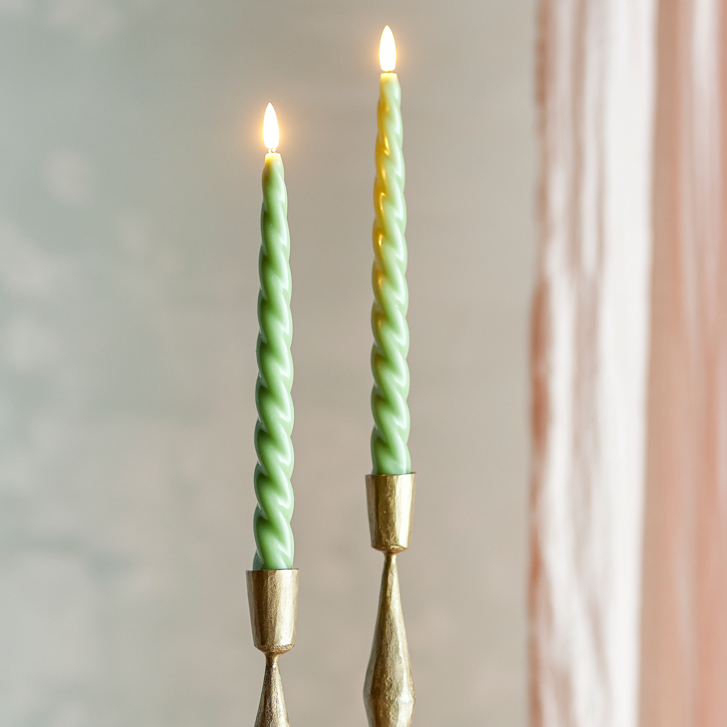 LED Dinner Candles Set, Green