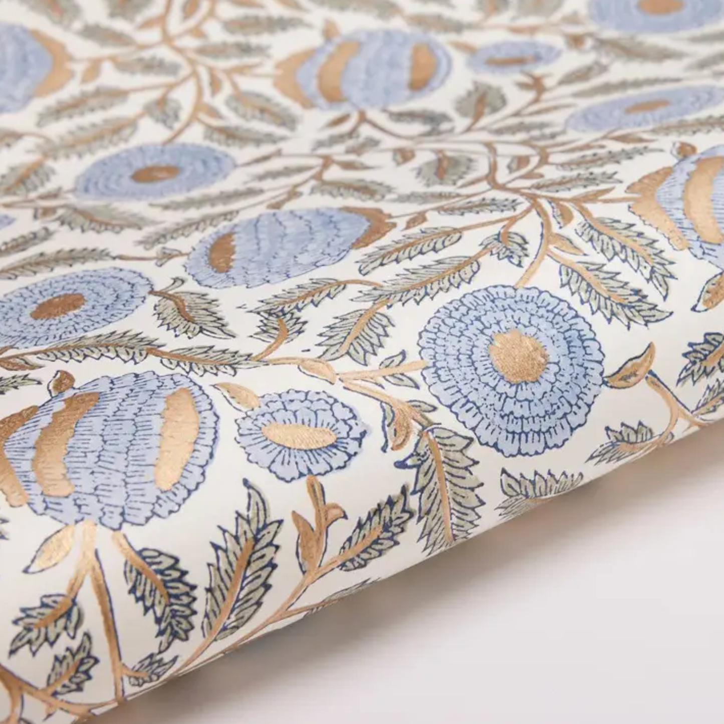Blue & Gold Marigold Wrapping Paper