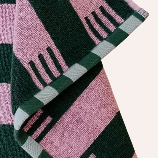 Cotton Stripe Towels, Pink & Green