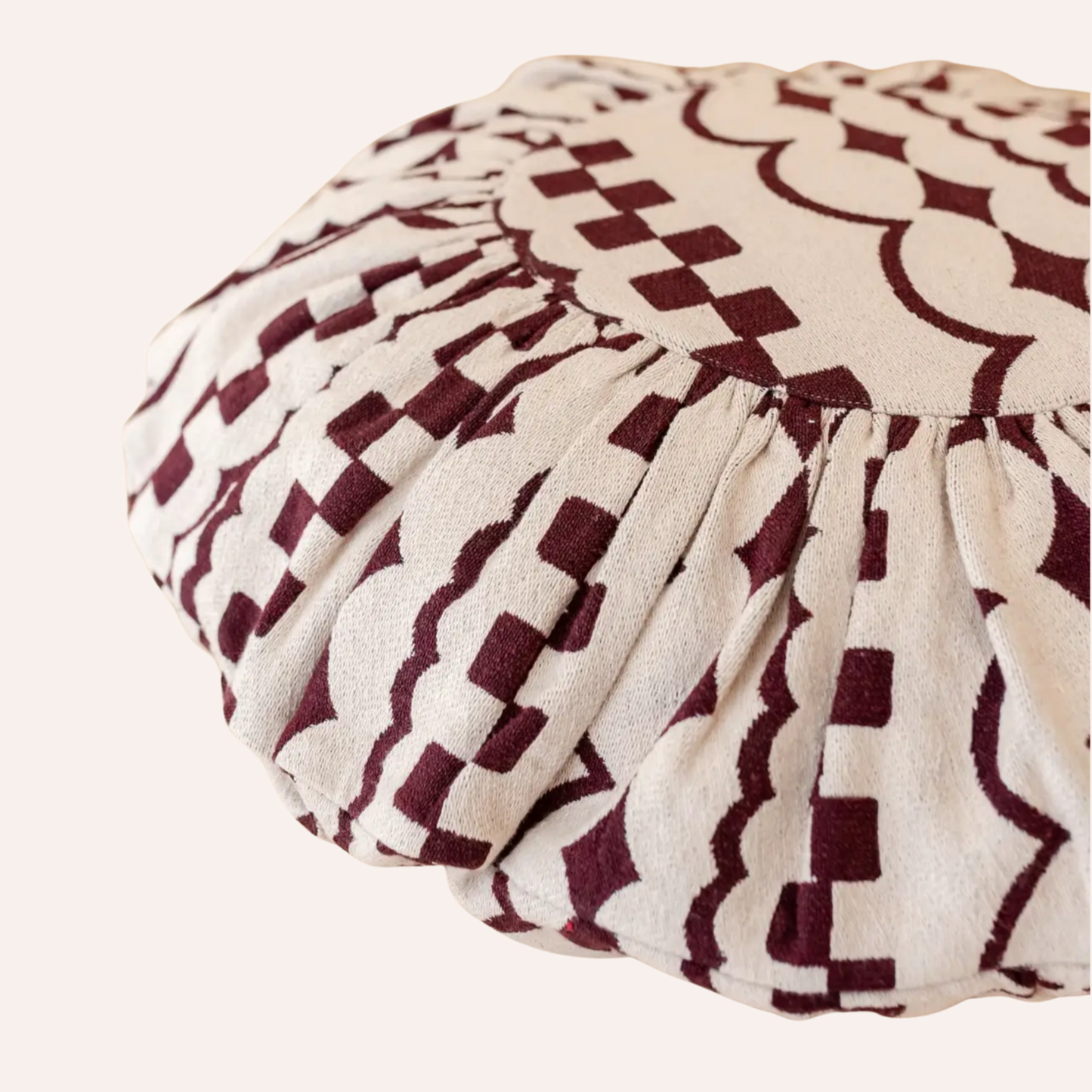 Round Cushion, Pink & Burgundy