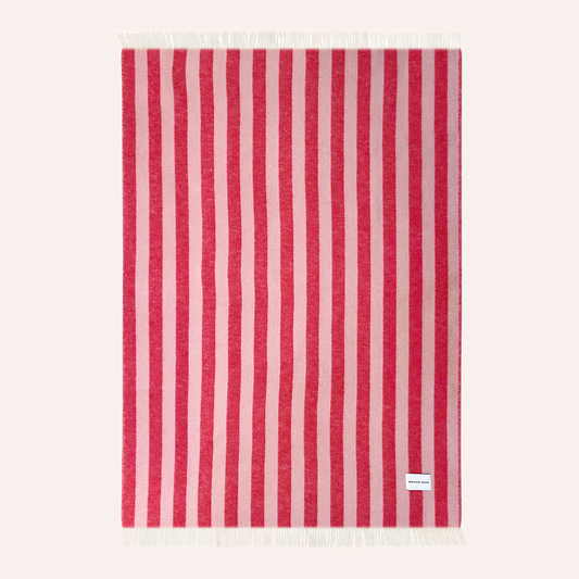 Wool Stripe Blanket, Cherry & Pink
