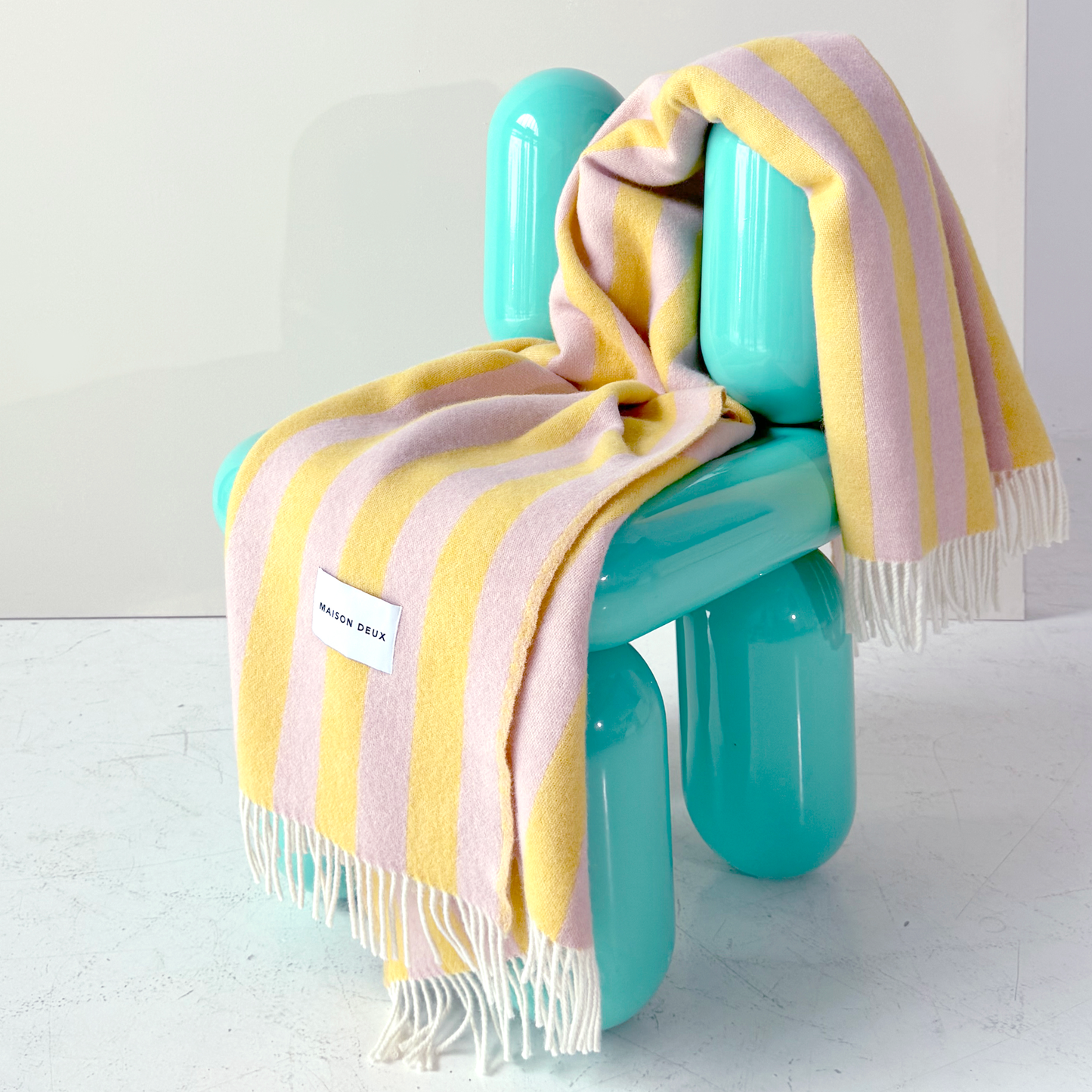 Wool Stripe Blanket, Yellow & Pink