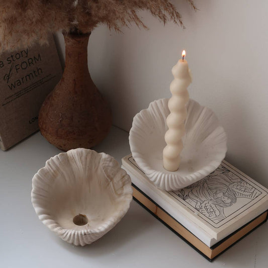 Shell Candle Holder, Handcrafted Jesmonite Decor, Marble Effect at House of Fibi, product image 2