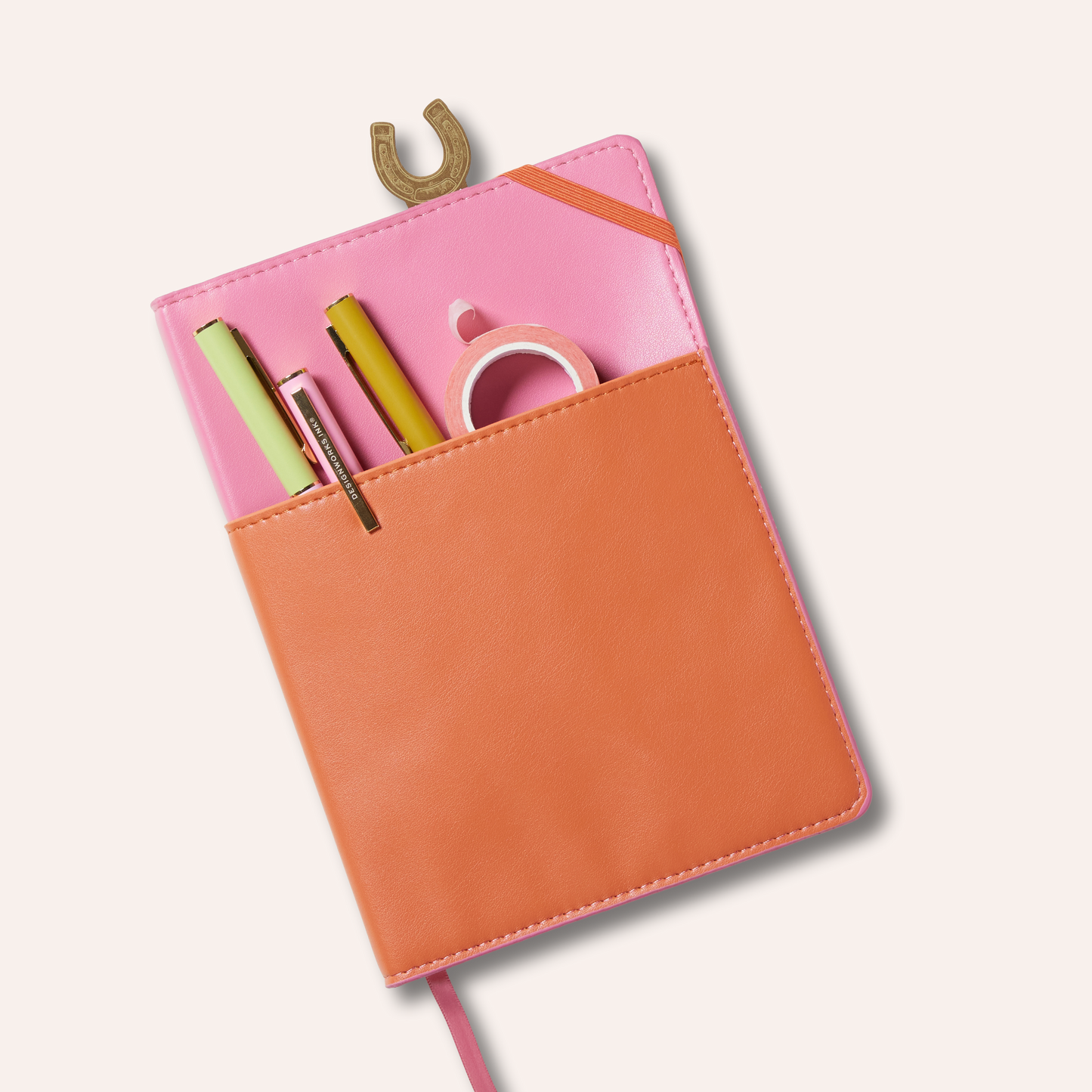 Colour Block Notebook, Pink & Orange