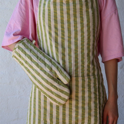 Stripe Oven Mitt, Green