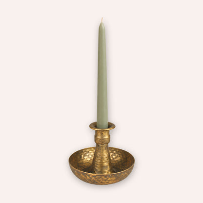 Antique Gold Hammered Metal Candlestick