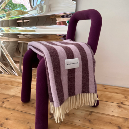 Wool Stripe Blanket, Aubergine & Pink