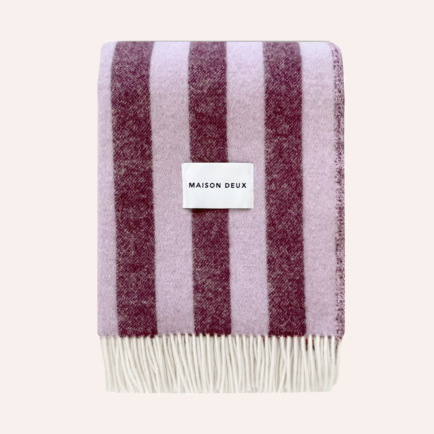 Wool Stripe Blanket, Aubergine & Pink