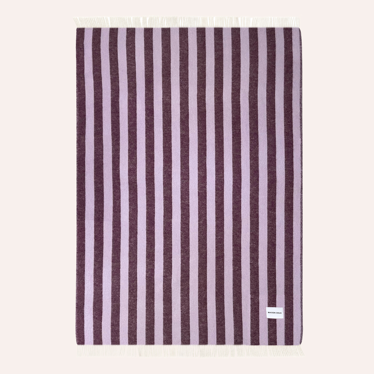 Wool Stripe Blanket, Aubergine & Pink