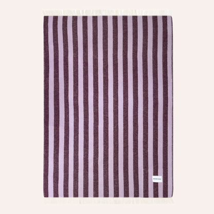 Wool Stripe Blanket, Aubergine & Pink