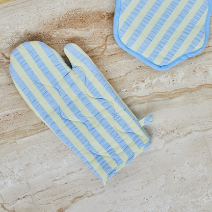 Stripe Oven Mitt, Blue & Yellow