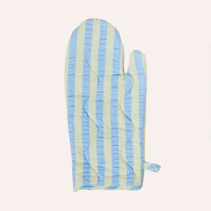 Stripe Oven Mitt, Blue & Yellow