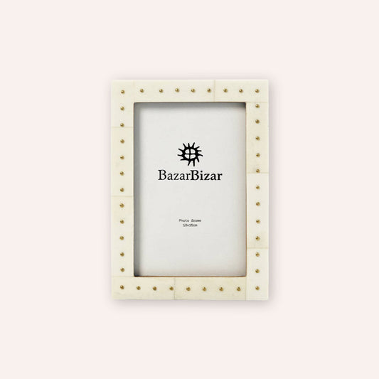The Boho Dot Frame — brass, checked design