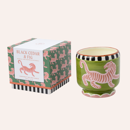 Tiger Candle, Black Cedar & Fig