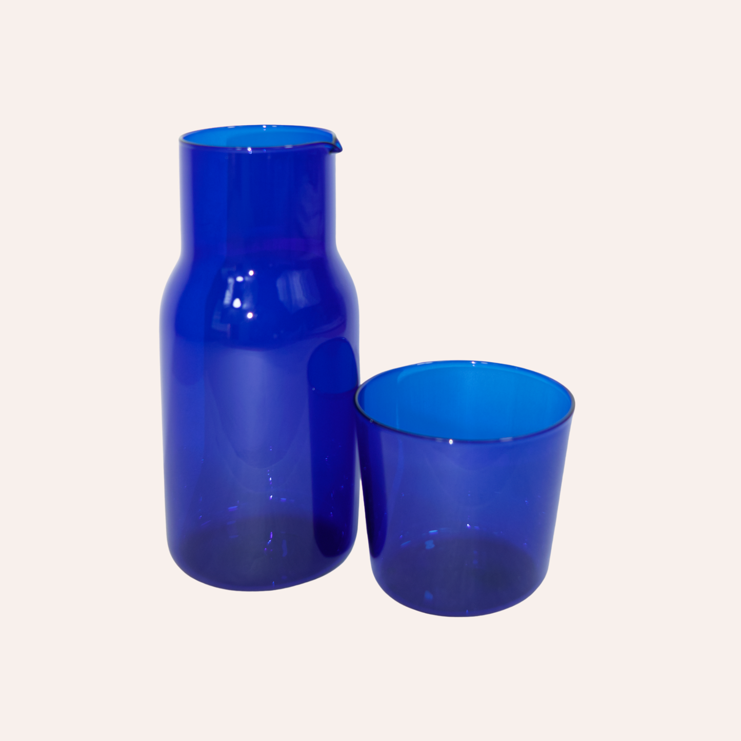 Glass Carafe with Cup, Blue