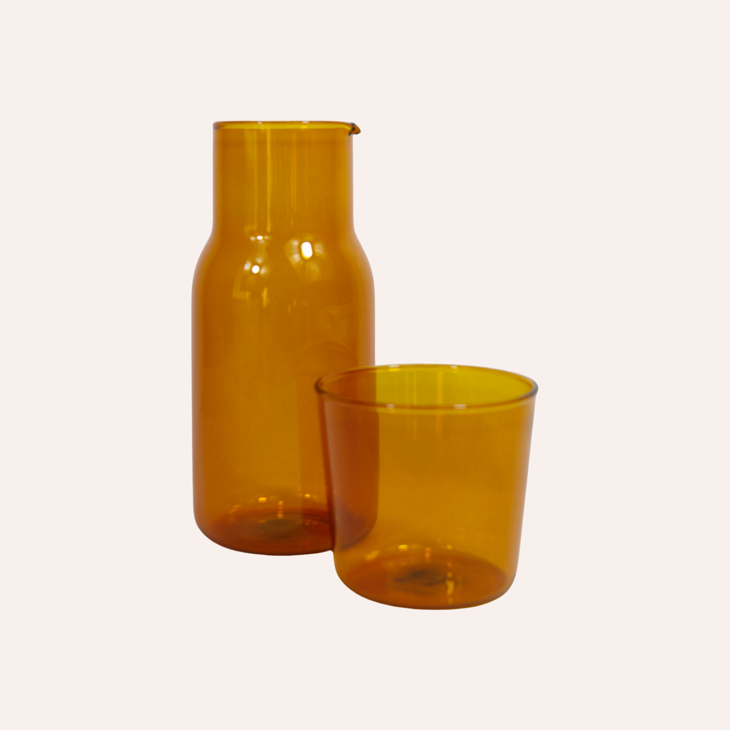 Glass Carafe with Cup, Orange