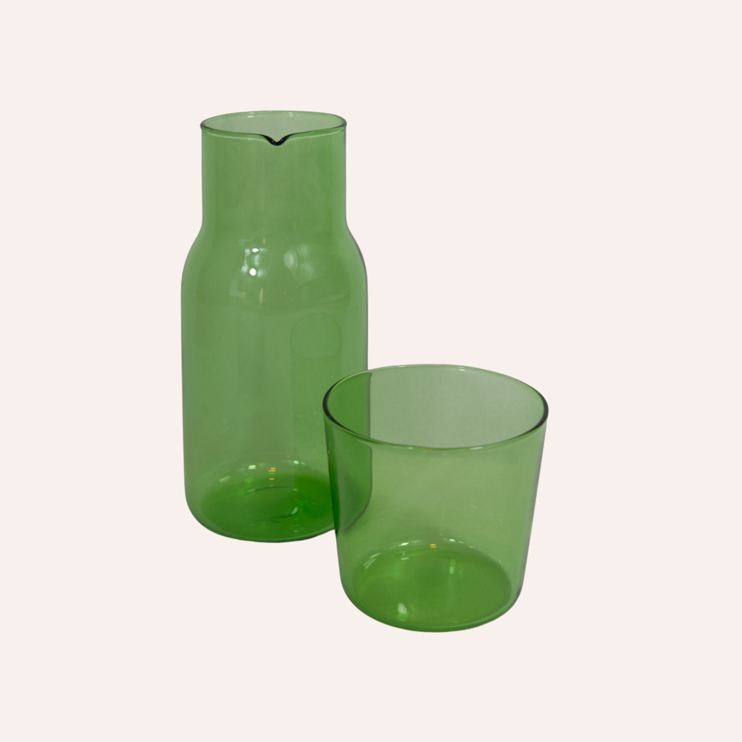 Glass Carafe with Cup, Green