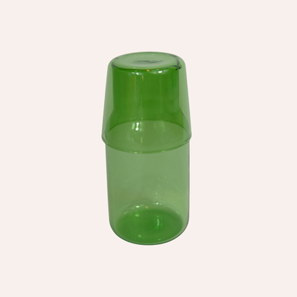 Glass Carafe with Cup, Green