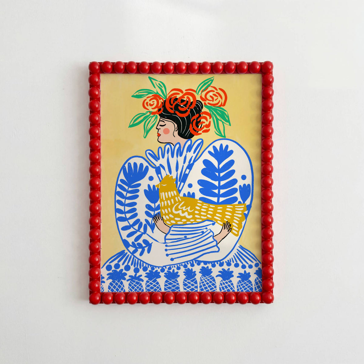 Carole Hillman Folk Lady & The Gold Chicken Print