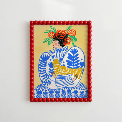 Carole Hillman Folk Lady & The Gold Chicken Print
