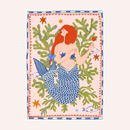 Carole Hillman Folk Mermaid Print