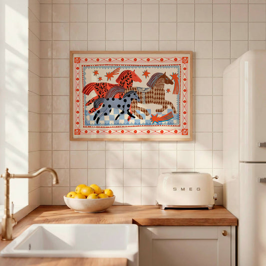 Carole Hillman Pink Horse Running Print