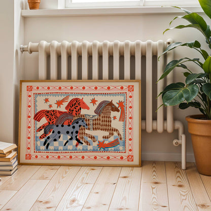 Carole Hillman Pink Horse Running Print