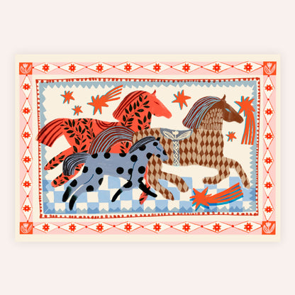 Carole Hillman Pink Horse Running Print