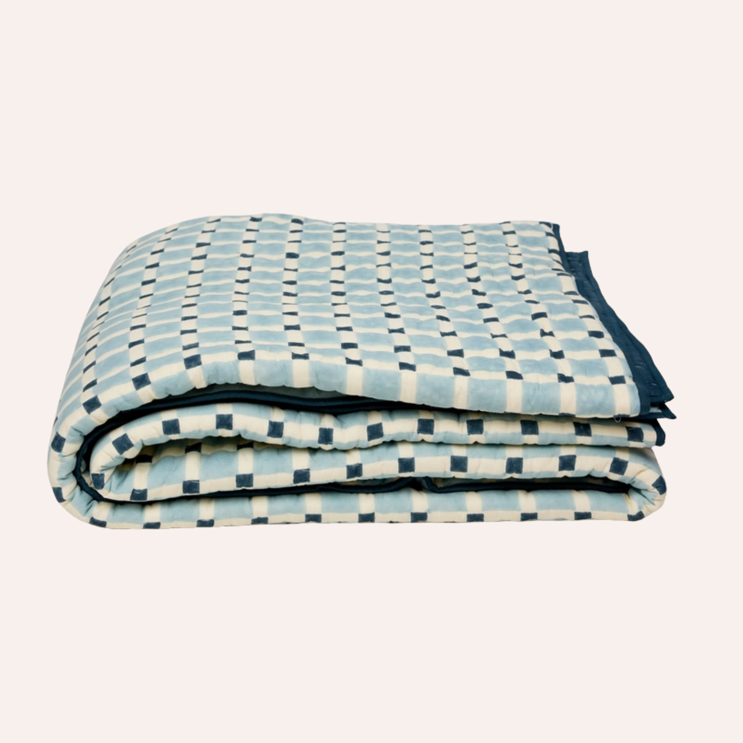 Checkered Bedspread, Blue