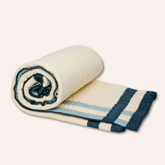 Checkered Bedspread, Blue