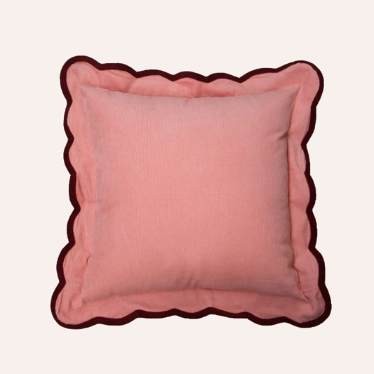 Corduroy Scallop Cushion, Pink