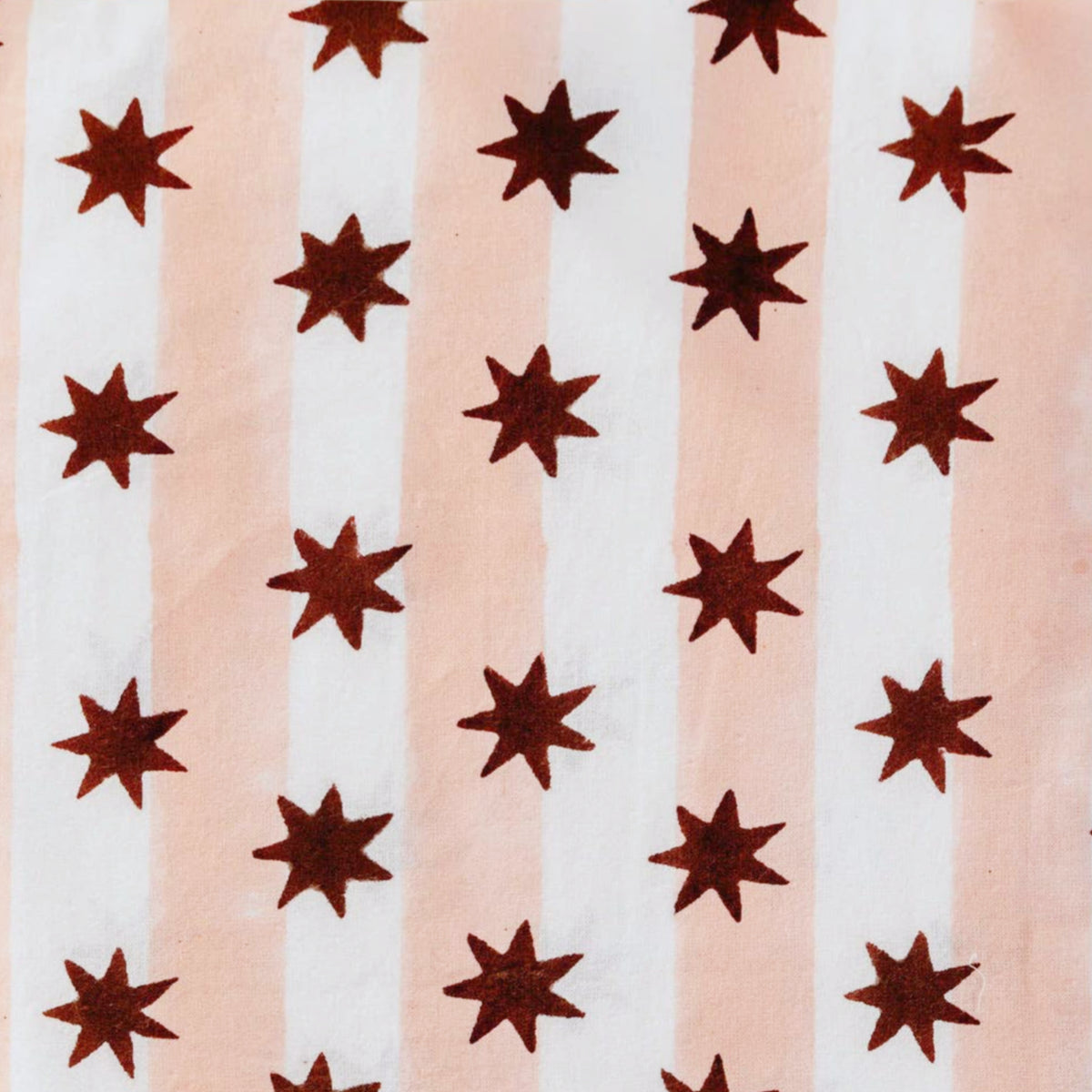 Block Print Tea Towel, Pink Stripe & Burgundy Star