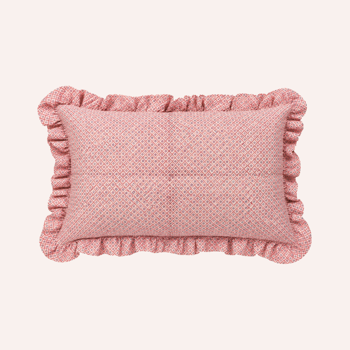 Craft Boat Dot Ruffle Cushion Cover, Pink