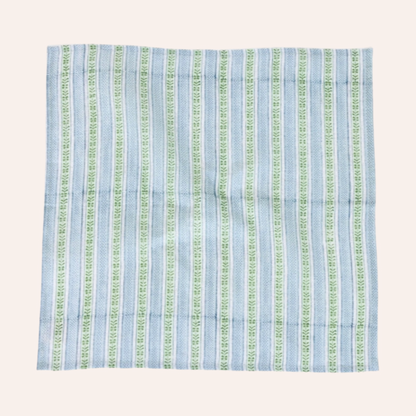 Block Print Napkin Set, Mint & Sky Blue