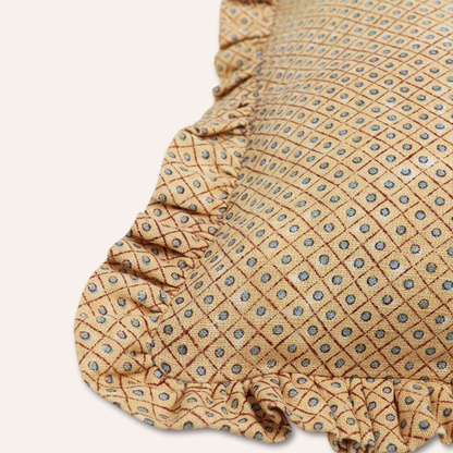 Dot Ruffle Cushion Cover, Yellow