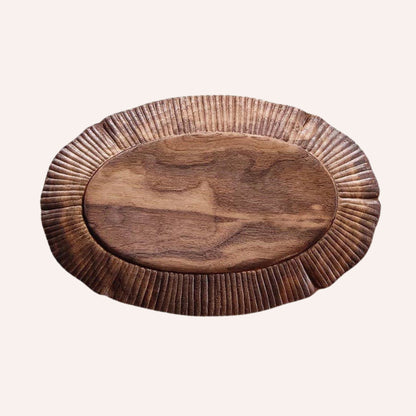 Gohobi Small Walnut Lace Detail Serving Tray