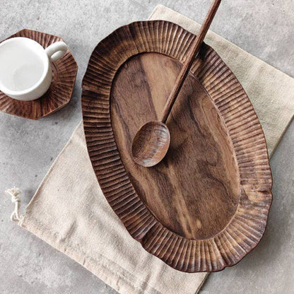 Gohobi Small Walnut Lace Detail Serving Tray