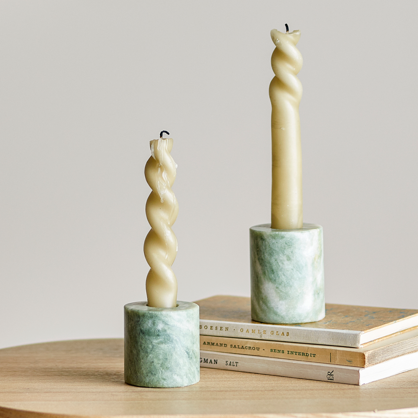 Marble Candlestick Holder Set, Green