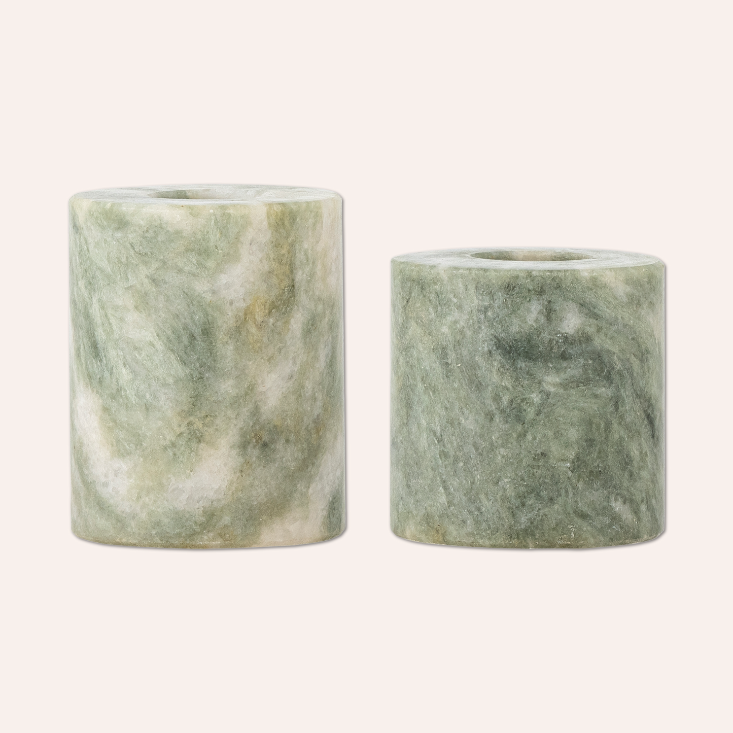 Marble Candlestick Holder Set, Green
