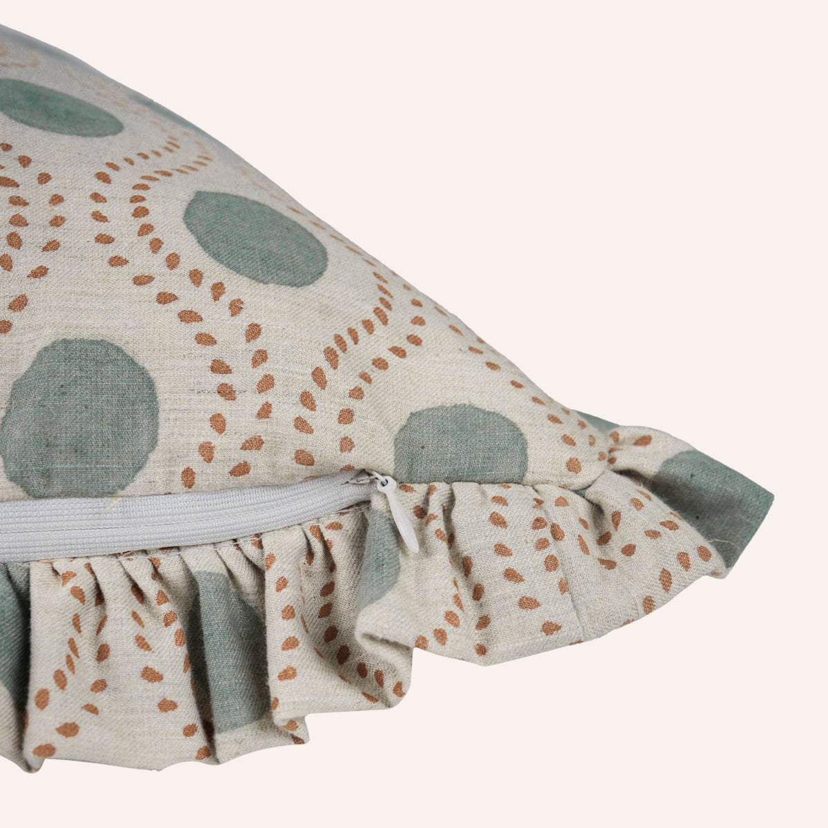 Raajbhog Ruffle Cushion, Inky Blue & Terracotta