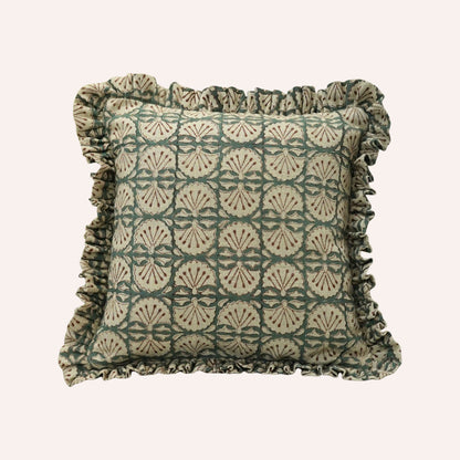 Bijhni Ruffle Cushion Cover, Green