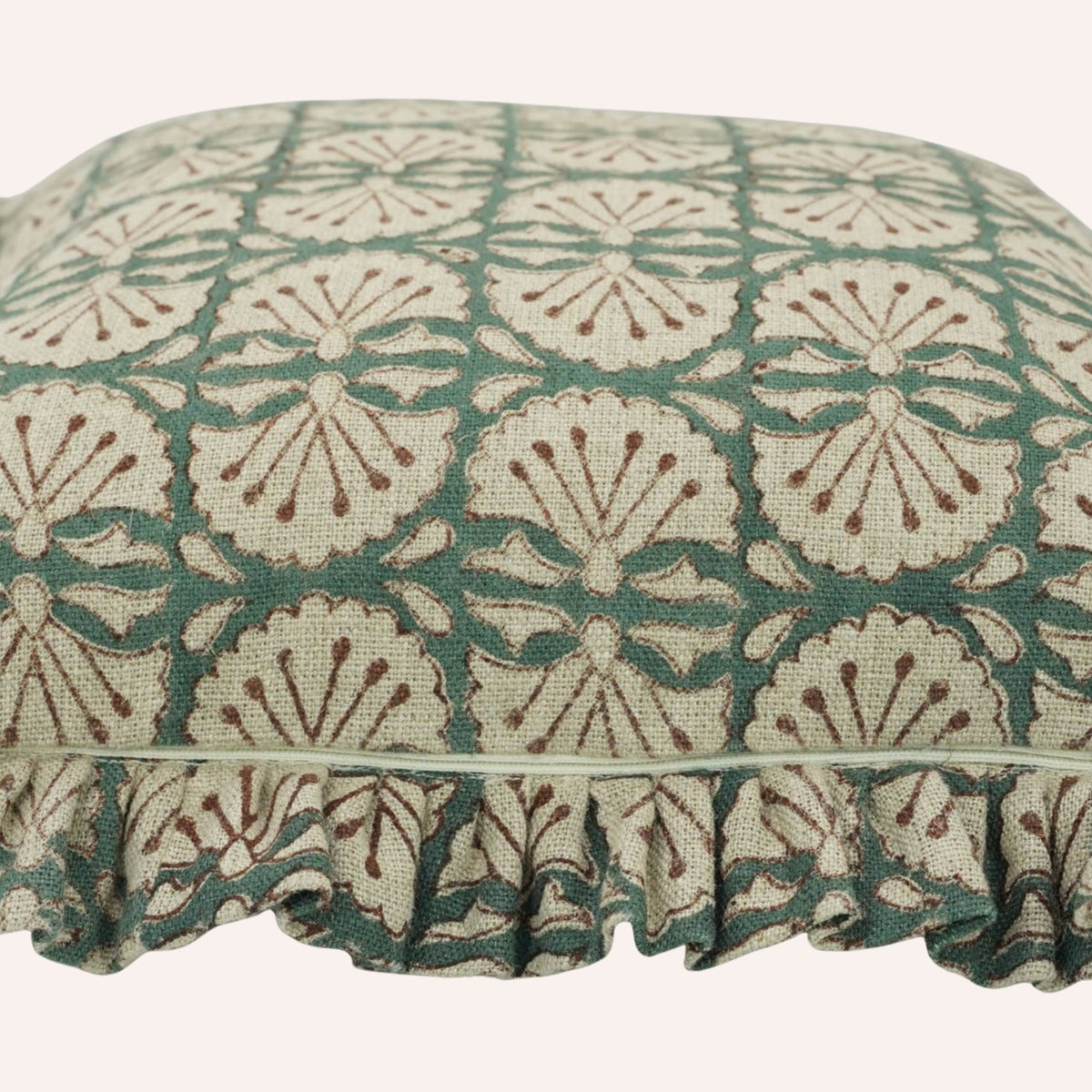 Bijhni Ruffle Cushion Cover, Green
