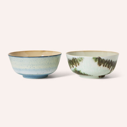 HKLIVING 70s Ceramics Ramen Bowls, Minimalist, Set Of 2