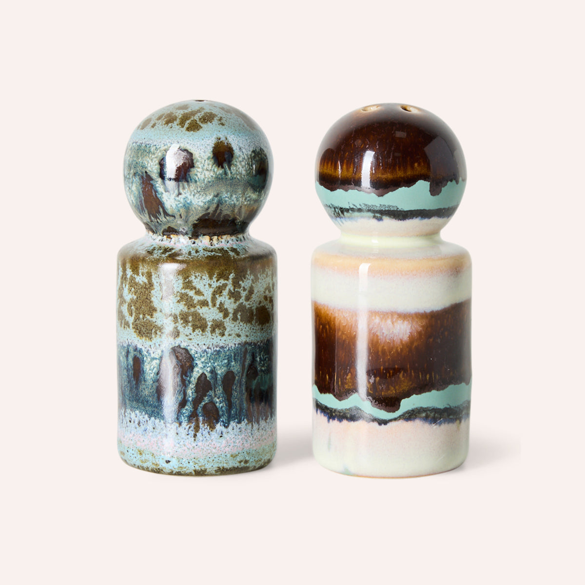 HKLIVING 70s Ceramics Pepper & Salt Jar, Swirl