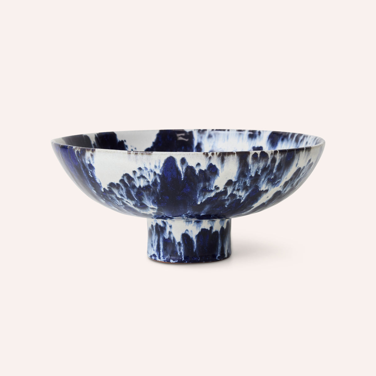 HKLIVING Ceramic Bowl On Base, Indigo