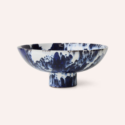 HKLIVING Ceramic Bowl On Base, Indigo