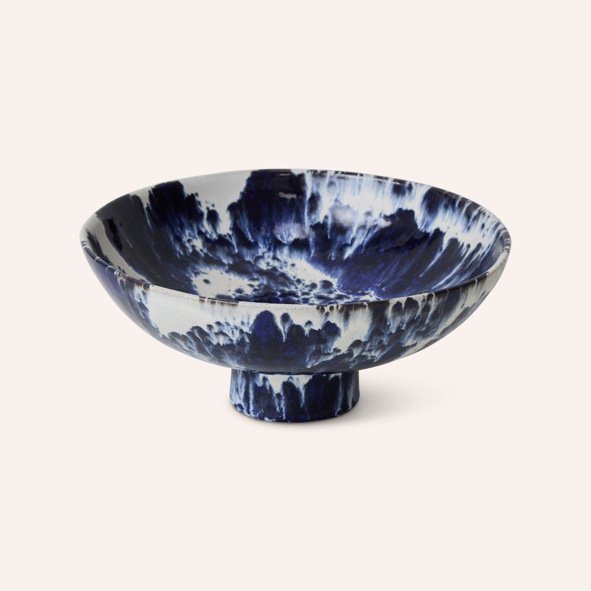 HKLIVING Ceramic Bowl On Base, Indigo