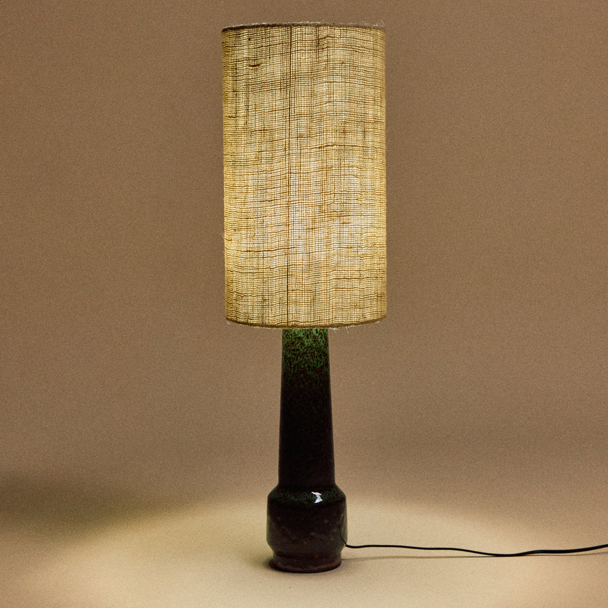 HKLIVING Retro Stoneware Lamp Base, Green — ceramic